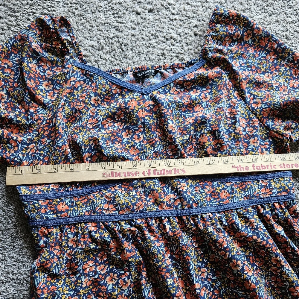 BloomChic Ditsy Floral Woven Ribbon Maxi Dress Size 12 Boho Multicolor - Picture 10 of 11